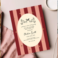 Red Pink Striped Gold Star Wedding 