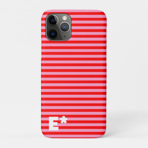 RED PINK STRIPED - HORIZONTAL- initial on iPhone 11 Pro Case
