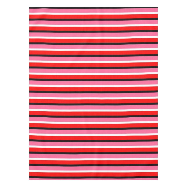 Red Pink Stripes Pattern Design Tablecloth (Front)