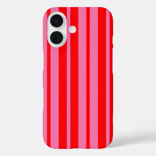 Red Pink Stylish Stripes Pattern Design  iPhone 16 Case