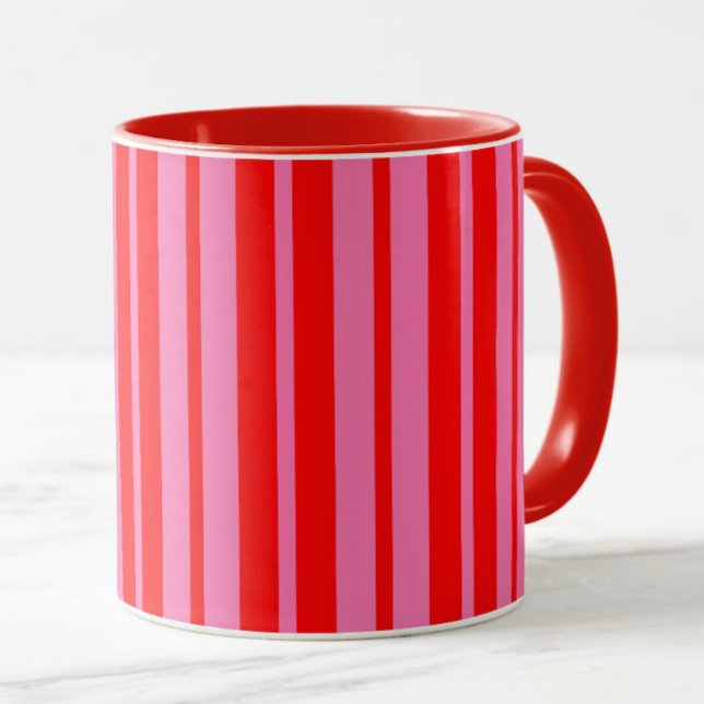 Red Pink Stylish Stripes Pattern Design  Mug (Creator Uploaded)
