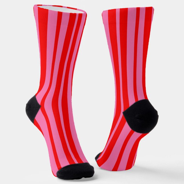 Red Pink Stylish Stripes Pattern Design  Socks (Creator Uploaded)