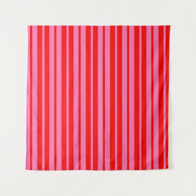 Red Pink Stylish Stripes Pattern Design  Tapestry (Front)