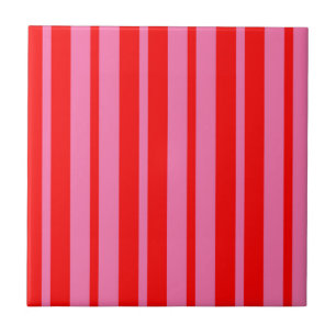 Red Pink Stylish Stripes Pattern Design  Tile