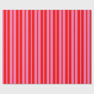 Red Pink Stylish Stripes Pattern Design Wrapping Paper