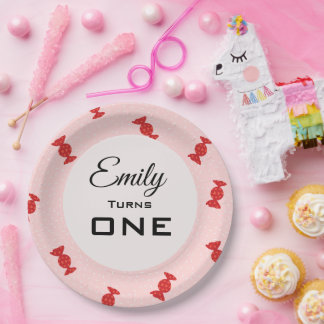 Red & pink toffees Paper Plate