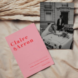 Red Pink Trendy Wedding Invitation