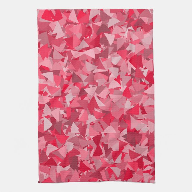 Red Pink Triangle Pattern Kitchen Towel (Vertical)