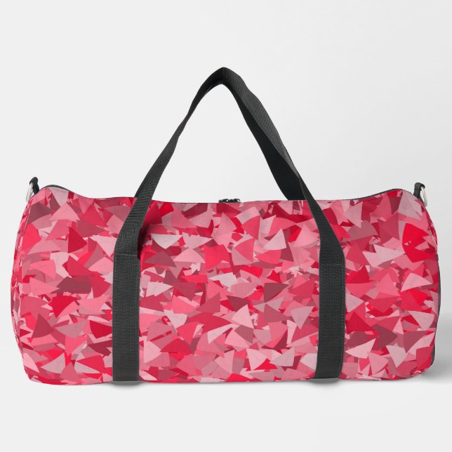 Red Pink Triangle Pattern Large Duffle Bag (Front)