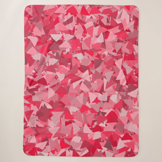 Red Pink Triangle Pattern Sherpa Blanket (Front)