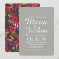 Red Pink Tulip Daisy Rose Mix Pattern Wedding