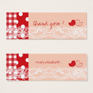 Red & Pink Twin Birds Birthday Party DIY Gift Tags