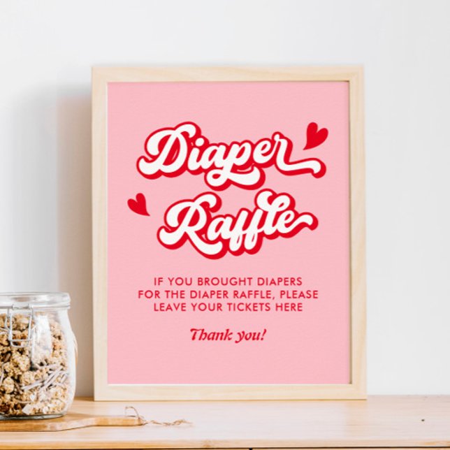 Red Pink Valentine Baby Shower Diaper Raffle Poster (Creator Uploaded)