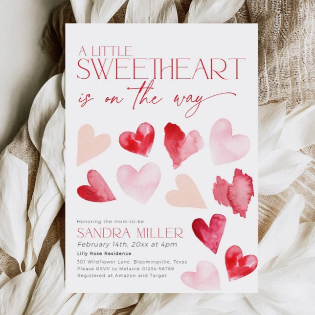 Red Pink Valentine Hearts Sweetheart Baby Shower  Invitation (Creator Uploaded)