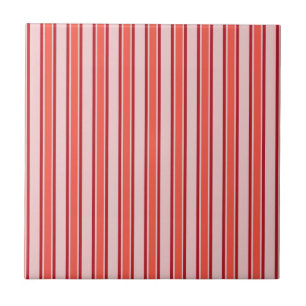 Red Pink Vertical Stripe Pattern Tile