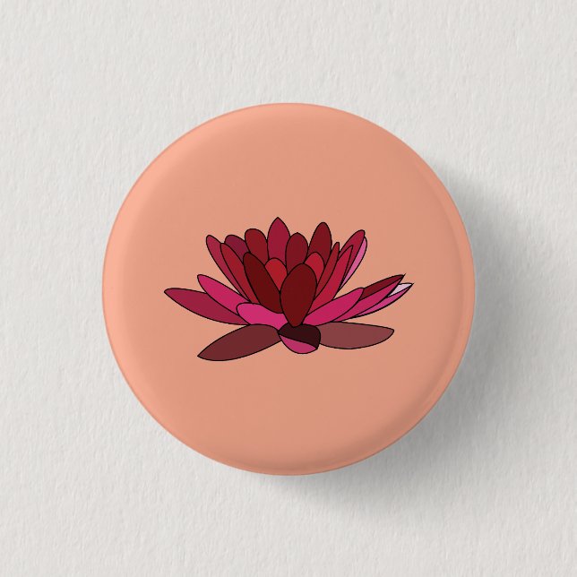 Red Pink Water Lily  1 Inch Round Button (Front)