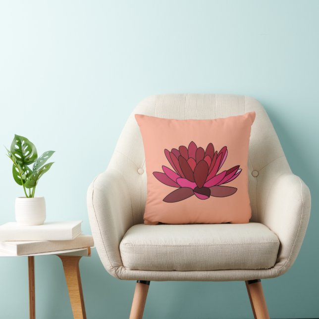Red Pink Water Lily  Throw Pillow (Chair)