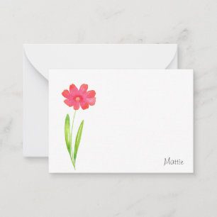 Red Pink Watercolor Flower Card
