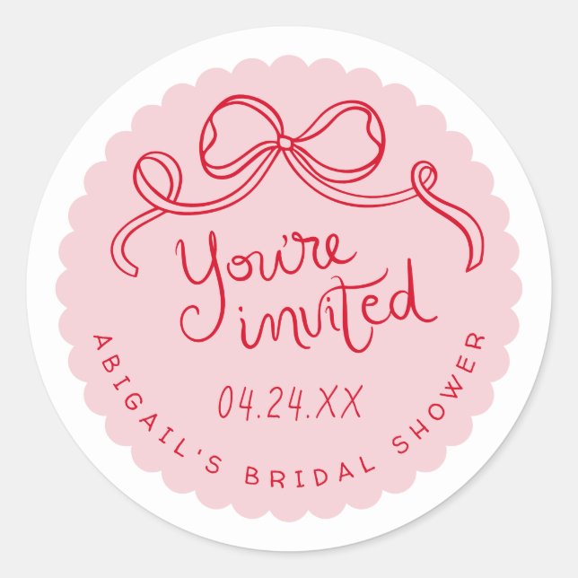 Red Pink Whimsical Bridal Shower Envelope Seal (Front)