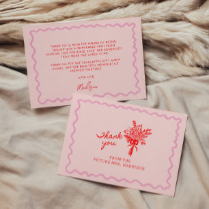 Red Pink Whimsical Handwritten Thank You Card
