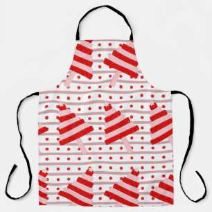 RED PINK WHITE CHRISTAS TREES & STRIPES APRON