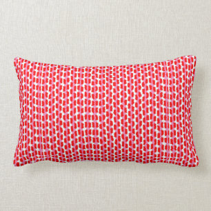 Red Pink White Dashed Abstract Stripe Pattern Lumbar Pillow