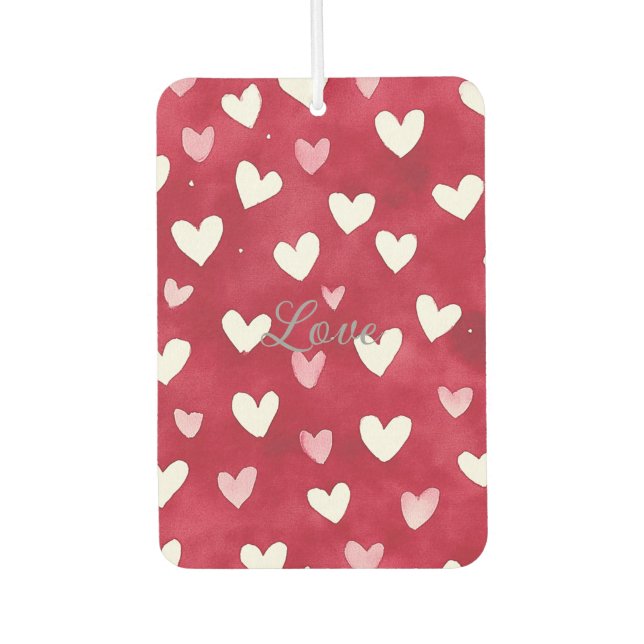 Red Pink White Hearts Air Freshener (Front)