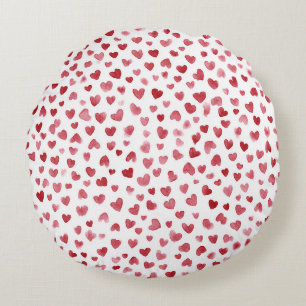 Red Pink White Hearts Love Round Pillow
