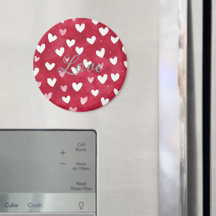 Red Pink White Hearts Magnet