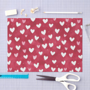 Red Pink White Hearts Valentine's Day Tissue Paper