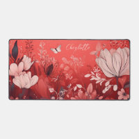 Red Pink Wildflower Butterfly Personalized Name