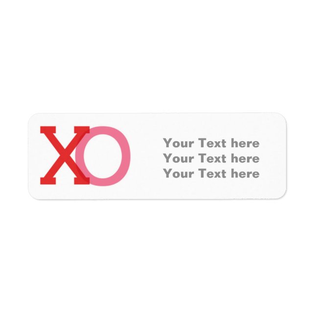 Red Pink XO Valentine Love Wedding Address Labels (Front)