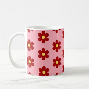 Red Pink Y2K Wildflower Bold Retro Spring Kitchen Coffee Mug