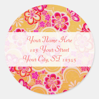 Red, Pink, Yellow & White Tropical Flowers Classic Round Sticker