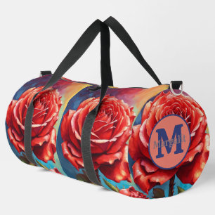 Red Pinkish Roses Large Duffel Bag