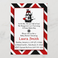 Red Pirate Baby Shower Invitation