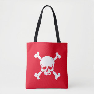 Red Pirate, Skull and Crossbones, Flag Tote Bag