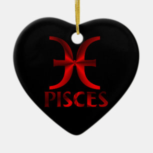 Red Pisces Horoscope Symbol Ceramic Ornament