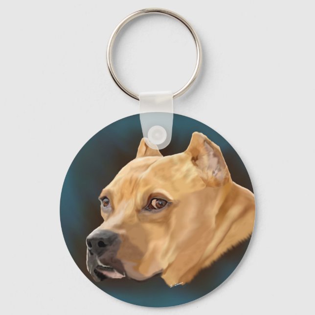 Red Pitbull Dog Keychain (Front)
