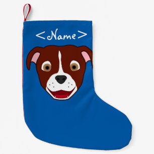 Red Pitbull Face with White Blaze Small Christmas Stocking