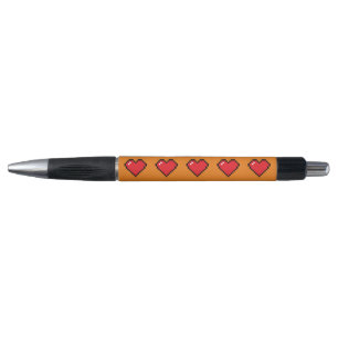 Red Pixel Heart Pattern Pen