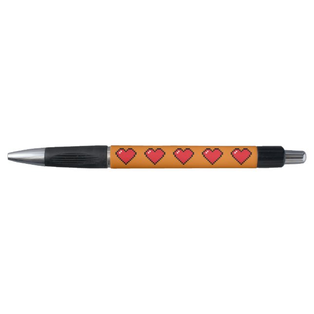 Red Pixel Heart Pattern Pen (Front)