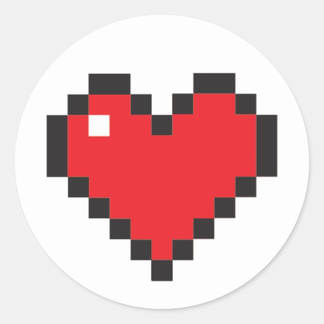 Red Pixel Heart Sticker (Front)