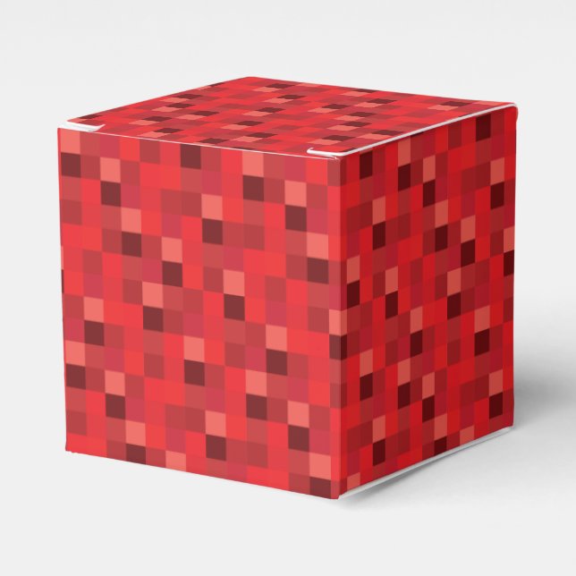 Red Pixels Pattern Favor Box (Front Side)