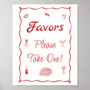 Red Pizza That's Amore Bridal Shower Favour Poster