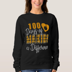 Red Plaid 100 Days Of Making Difference 100th Day  Sweatshirt