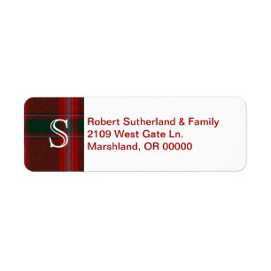 Red Plaid Accent Custom Address Label