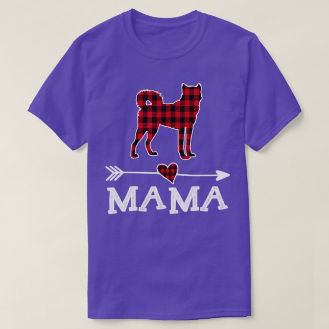 Red Plaid Akita Mama T-Shirt (Design Front)