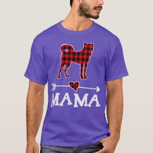 Red Plaid Akita Mama T-Shirt