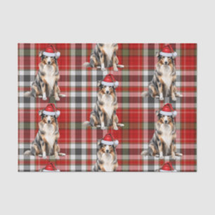 Red Plaid and Australian Shepherd Christmas Tissue Paper